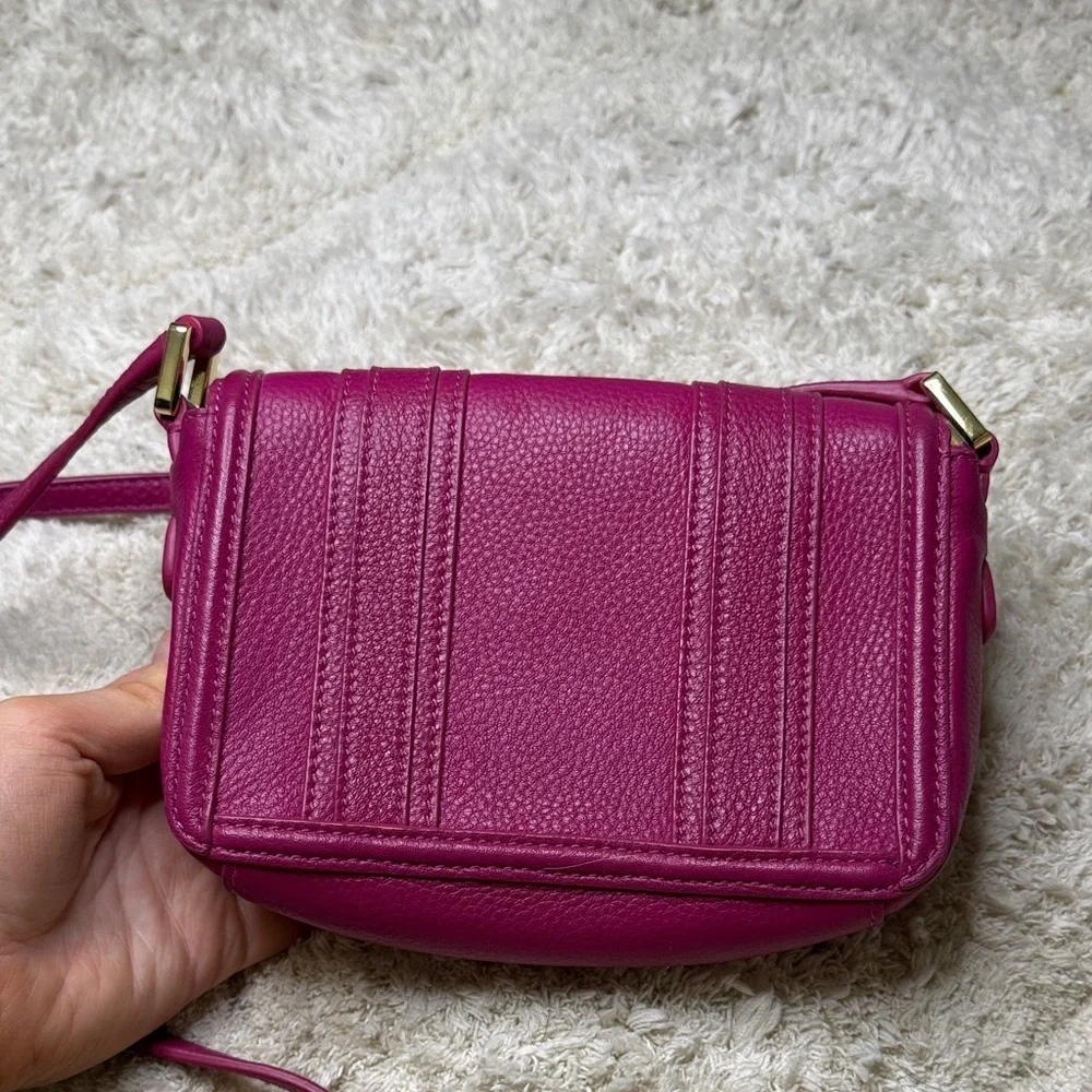Tory Burch Fuchsia Landon Mini Pebbled Leather Crossbody